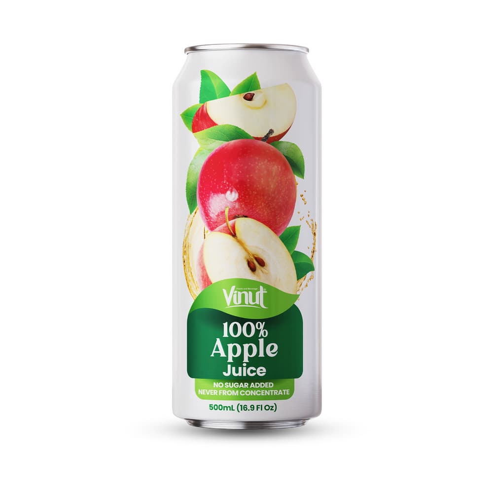 VINUT 100% obuolių sultys, be pridėtinio cukraus, ne iš koncentrato, plona skardinė, 16.9 fl oz 500 mL