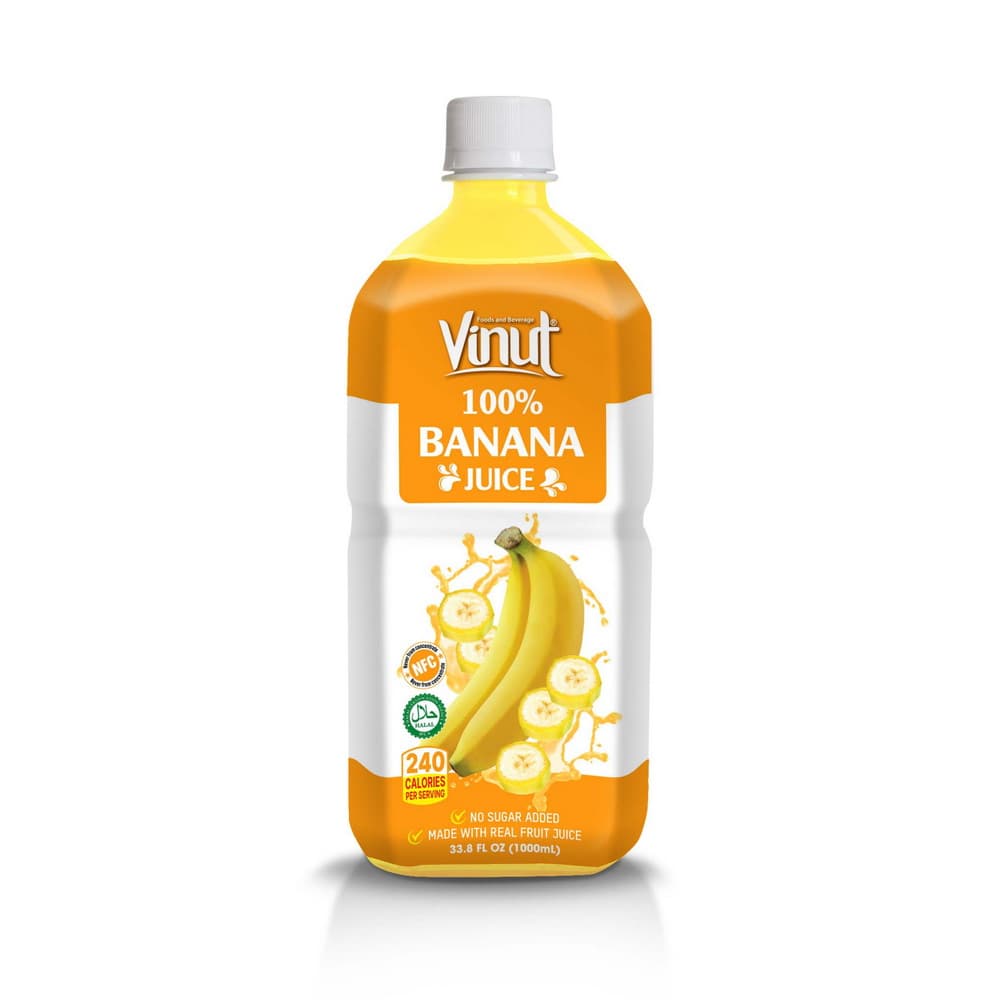 VINUT 100% bananų sultys, NFC, be pridėtinio cukraus, PET butelis, 33.8 fl oz 1000 mL