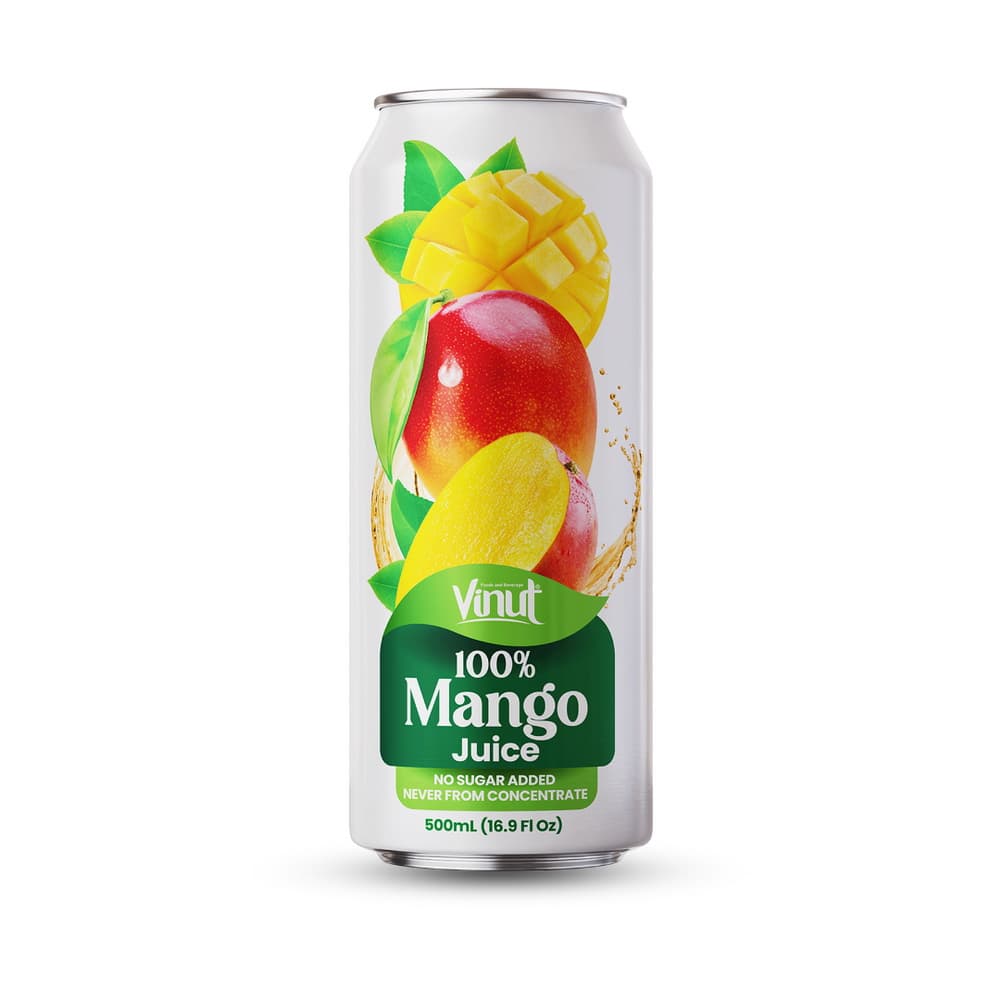VINUT 100 % mangų sultys, be pridėtinio cukraus, ne iš koncentrato, plona skardinė, 16.9 fl oz 500 mL
