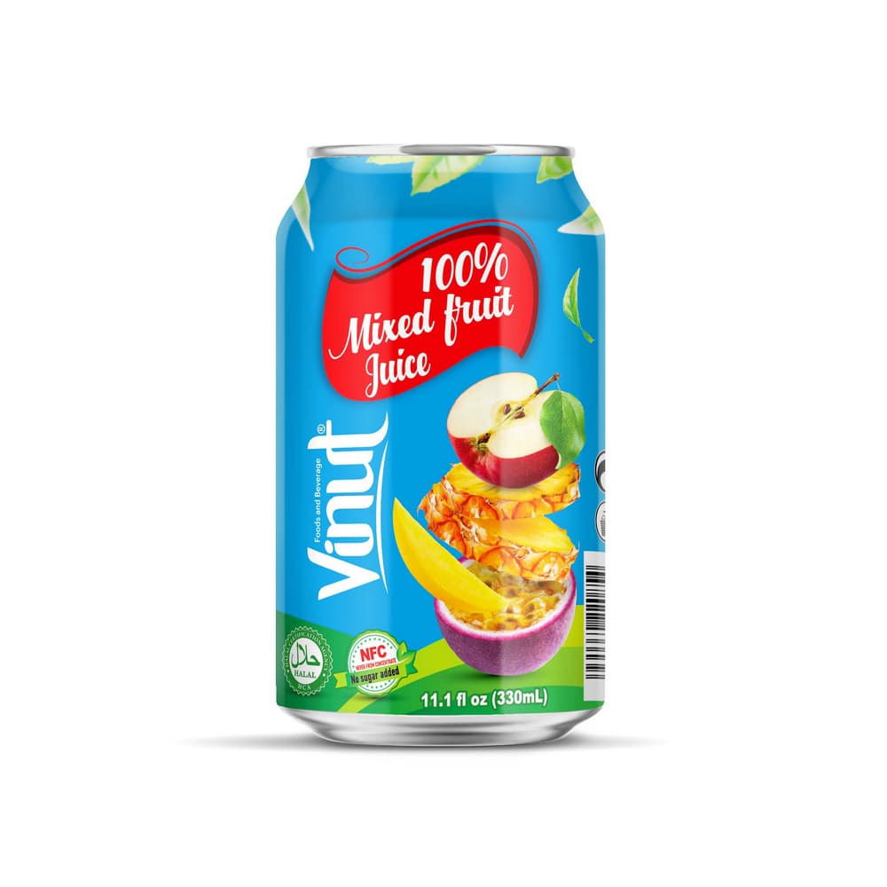 VINUT 100 % įvairių vaisių sultys, NFC, be pridėtinio cukraus, skardinėje, 11.1 fl oz 330 mL