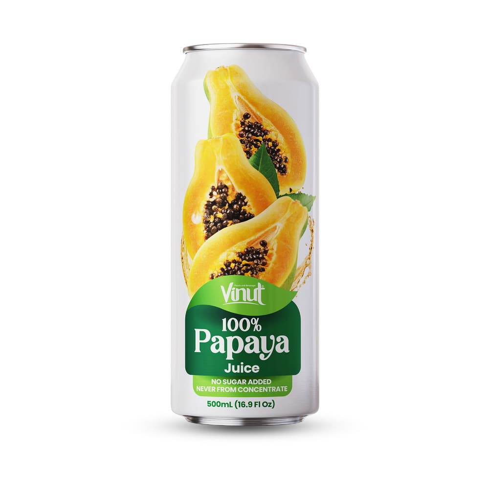 VINUT 100 % papajų sultys, be pridėtinio cukraus, ne iš koncentrato, plona skardinė, 16.9 fl oz 500 mL