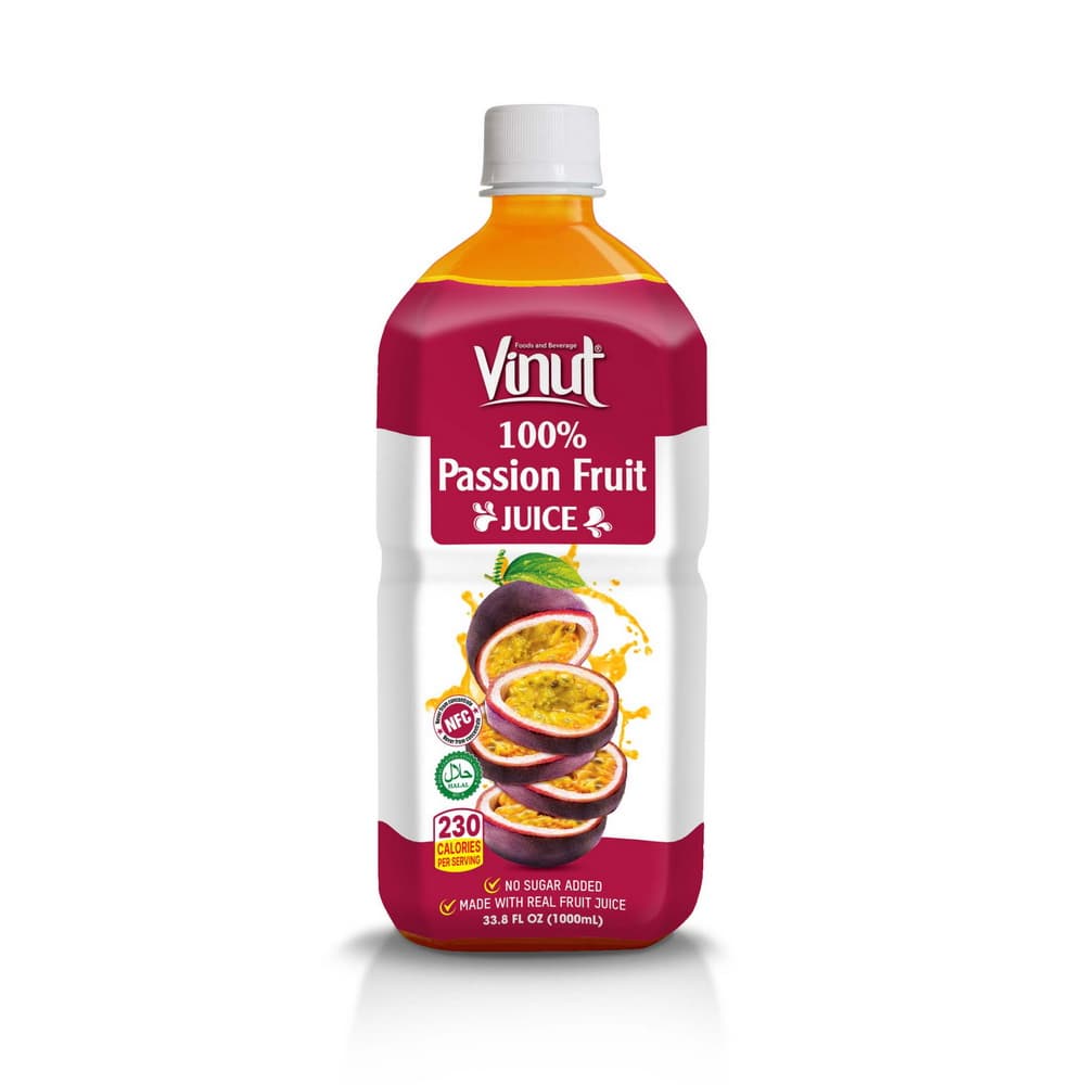 VINUT 100 % pasiflorų sultys, NFC, be pridėtinio cukraus, PET butelyje, 33.8 fl oz 1000 mL