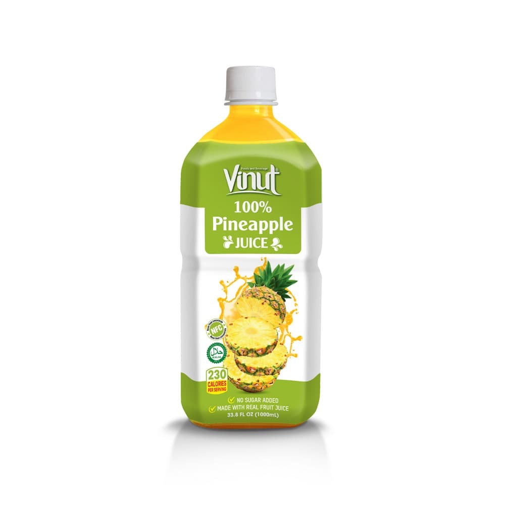 VINUT 100 % ananasų sultys be pridėtinio cukraus, 33.8 fl oz (1,000 mL) PET butelyje