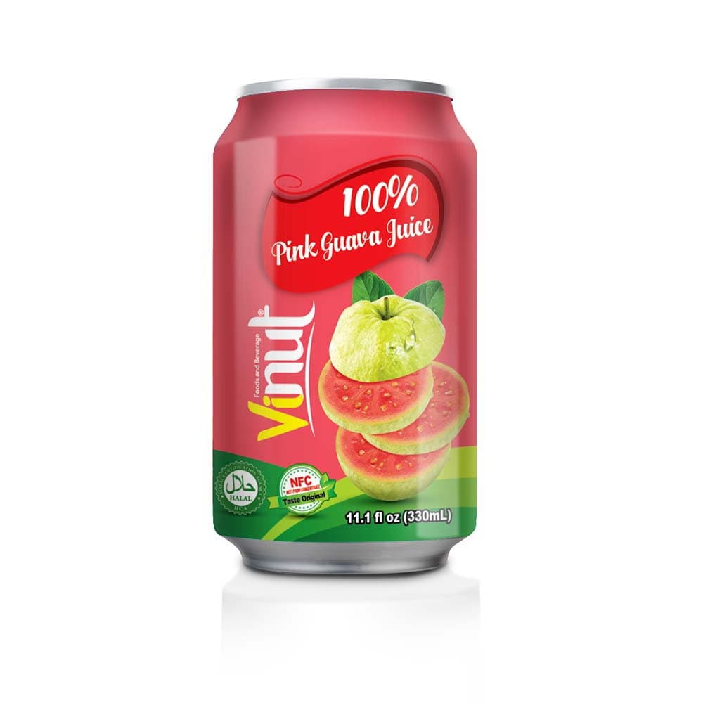 VINUT 100% rausvųjų gvajavų sultys, 11.1 fl oz (330 mL) skardinė