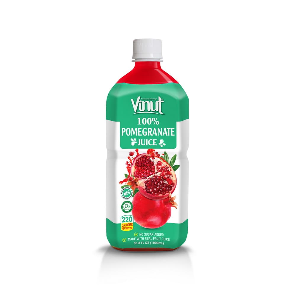 VINUT 100 % granatų sultys, be pridėtinio cukraus, 33,8 fl oz (1 000 ml) PET butelyje