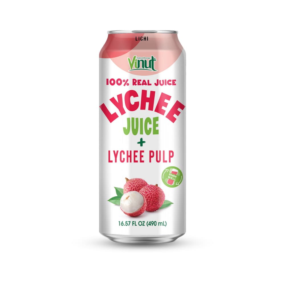VINUT 100 % natūralios ličių sultys su minkštimu, 16.57 fl oz 490 mL