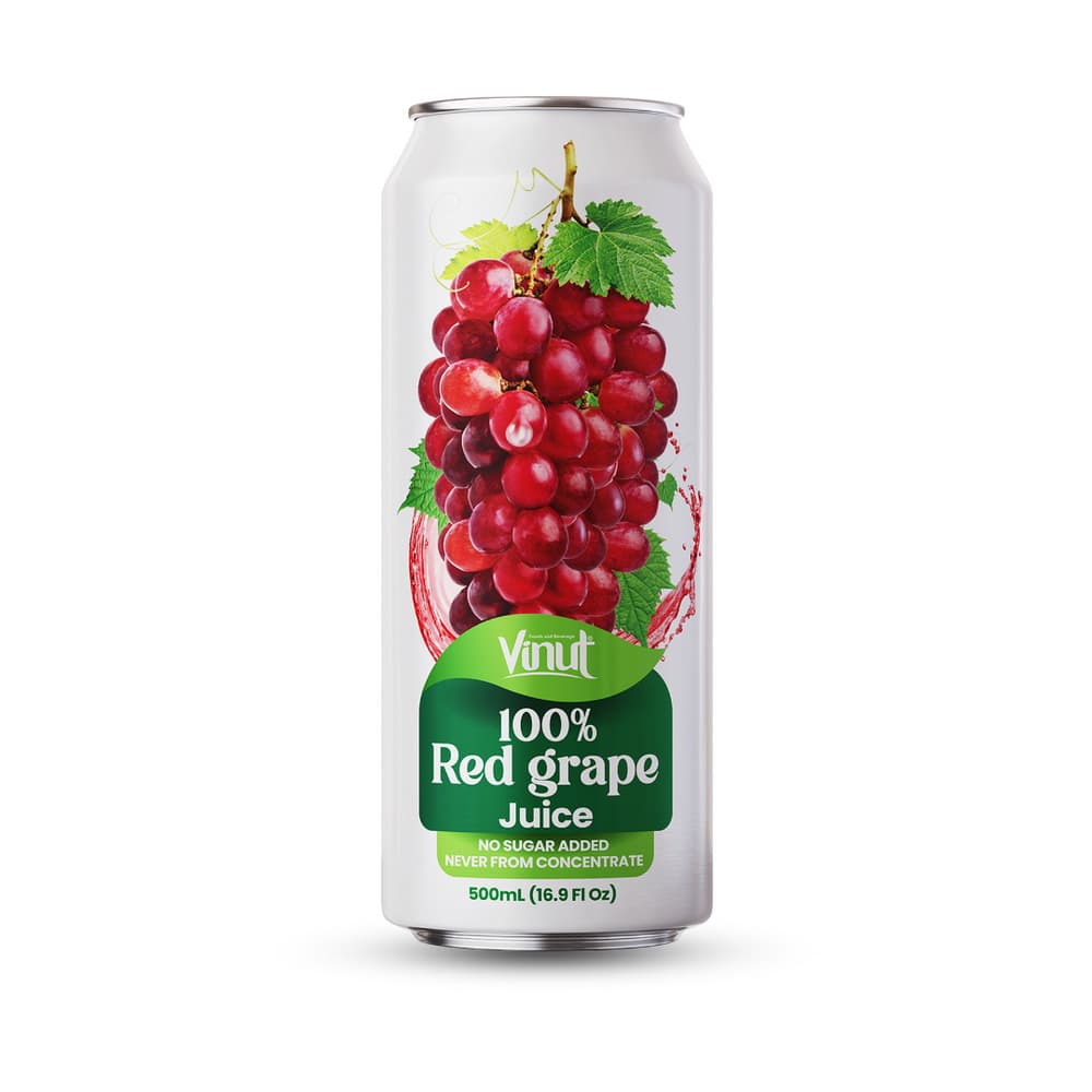 Vinut 100% Red grape Juice, No Sugar Added, Never From Concentrate, Slim Can, 16.9 fl oz 500 mL