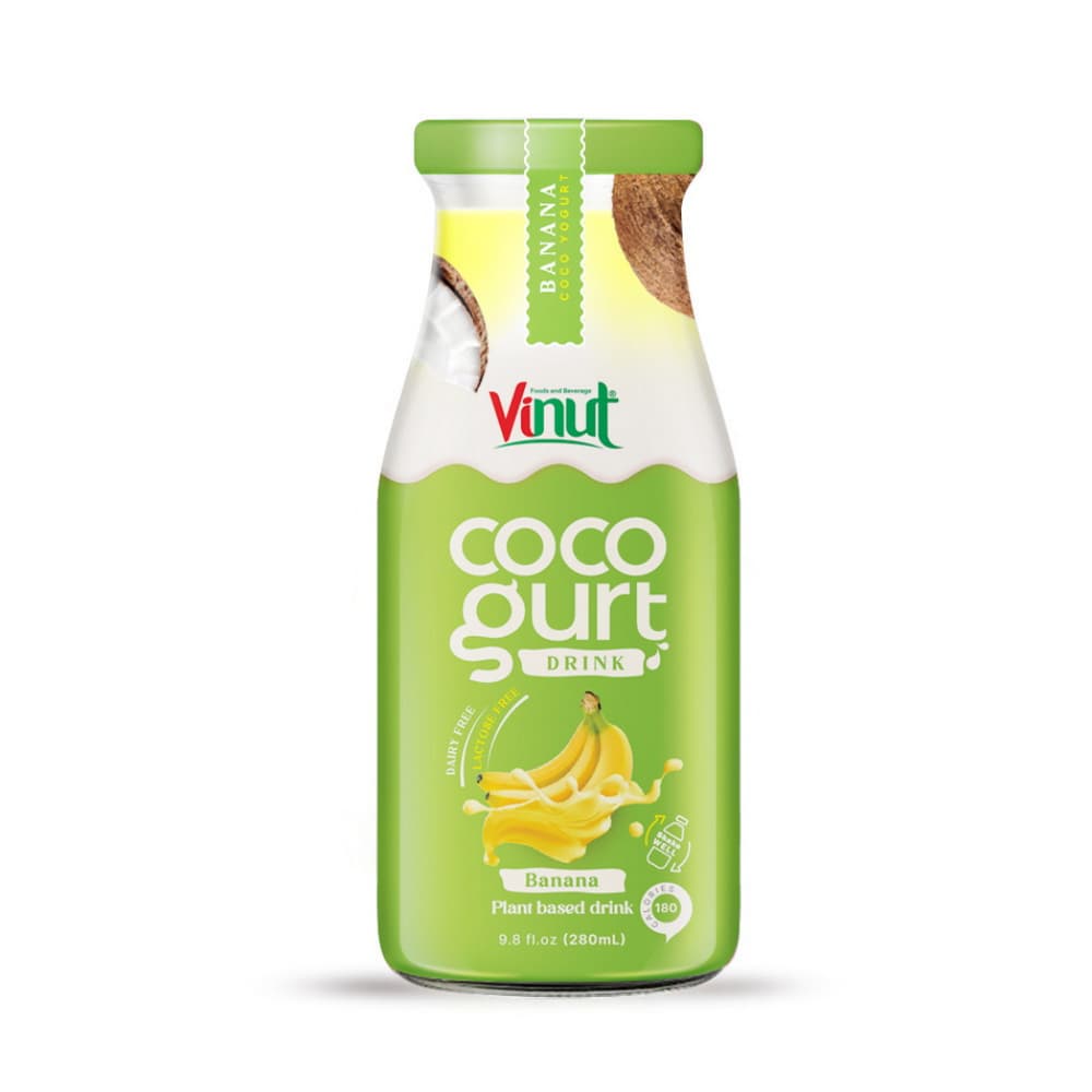 VINUT Bananų skonio kokosų gėrimas Cocogurt, Stiklinis buteliukas, 9.8 fl oz 280 mL
