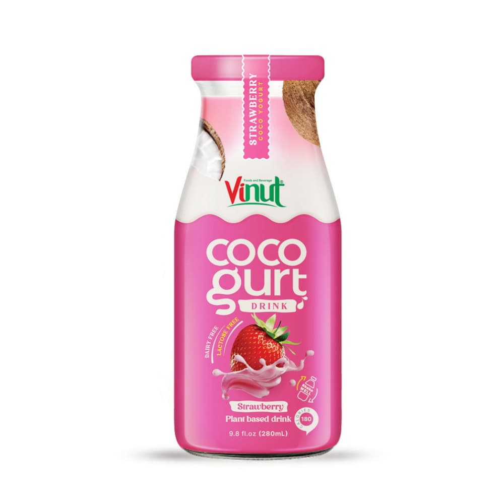 VINUT „Cocogurt“ braškių skonio augalinis gėrimas, 9.8 fl oz 280 mL
