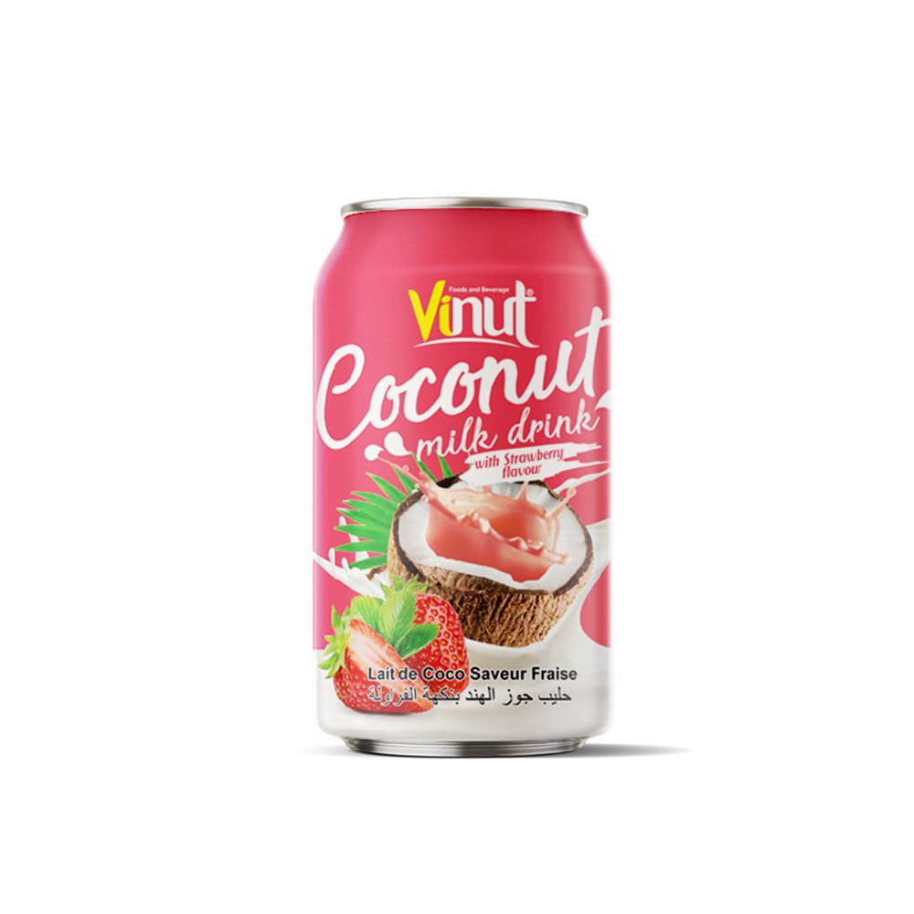 VINUT Braškių skonio kokosų pieno gėrimas, 330 mL skardinė
