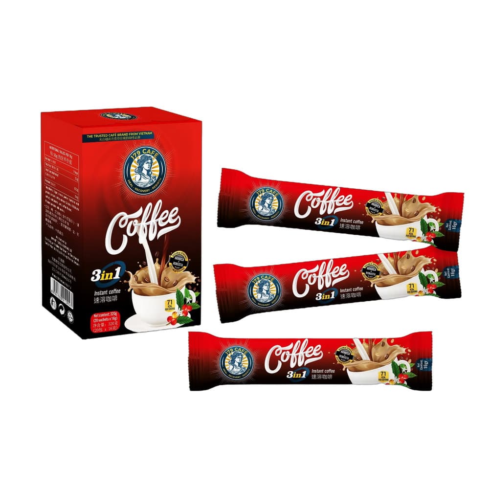 VINUT Kava 3in1, tirpi kava, dėžutė (20 pakelių x 16 g), (320 g)