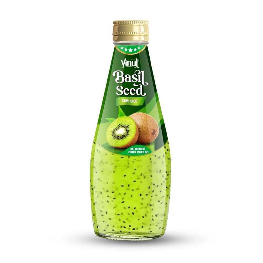 VINUT Kivių sultys su bazilikų sėklomis, 9.8 fl oz (290 ml) stiklinis butelis