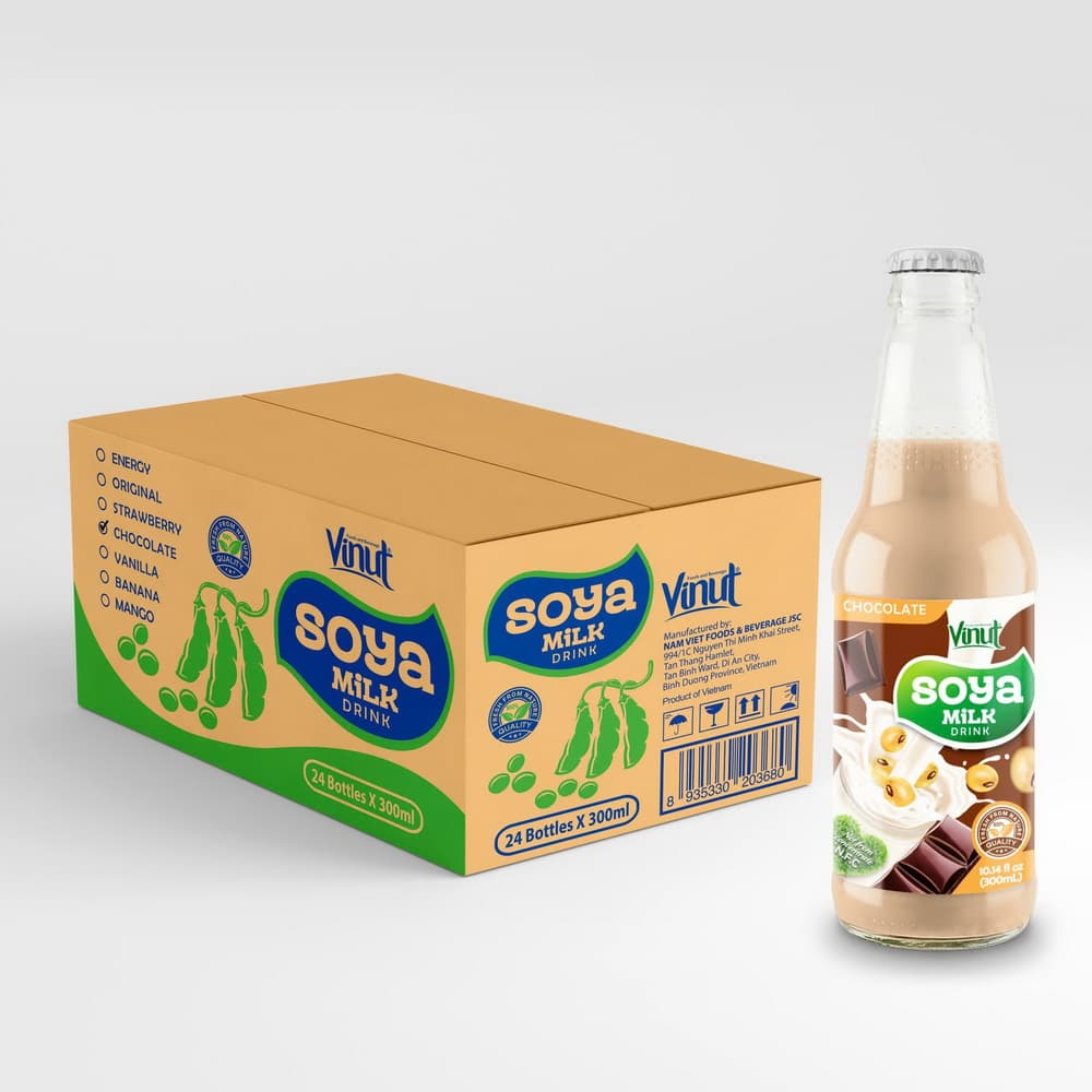VINUT Šokoladinis sojų pieno gėrimas, be GMO, iš 100 % grynų sojų pupelių, 10.14 fl oz (300 mL)