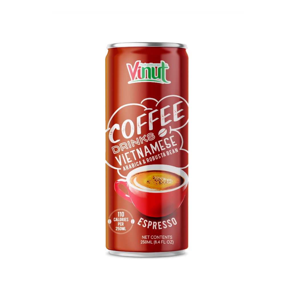 Vinut Vietnamese Coffee Drinks Espresso, Arabica & Robusta Bean, Slim Can, 8.4 fl oz 250 mL